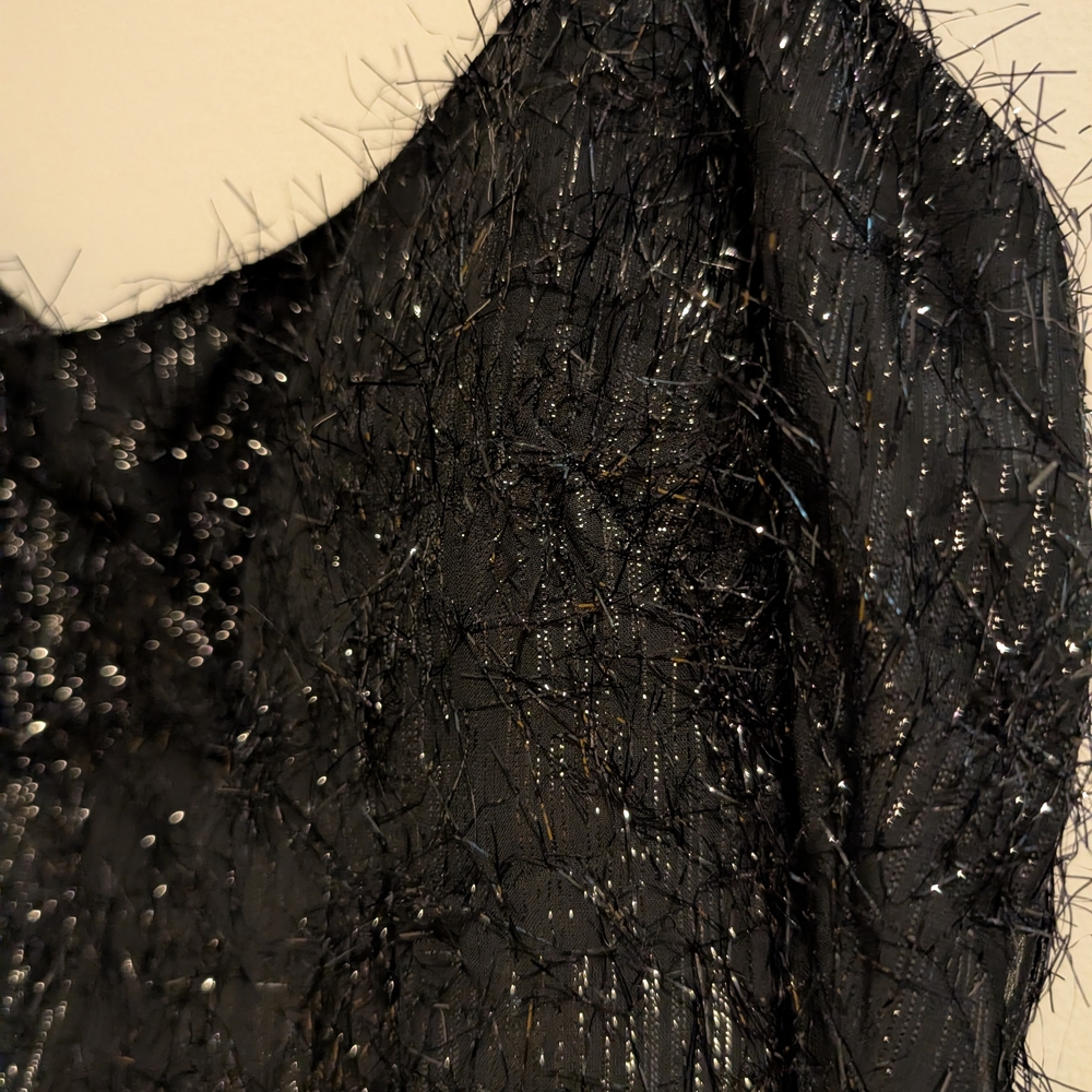 Aidan Mattox LBD Black Sparkle Fringe Slip Mini Dress Size 0 - Picture 3 of 4